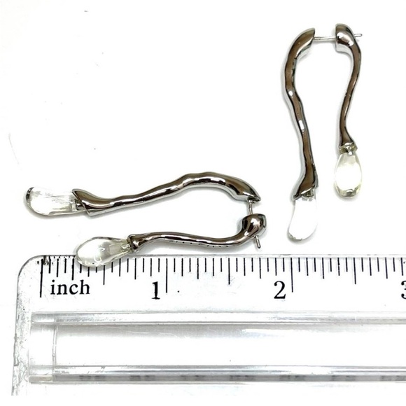 Lucite Drop Ear Jacket Earrings Silver Nordstrom Alexis Bittar N29 - Picture 3 of 3